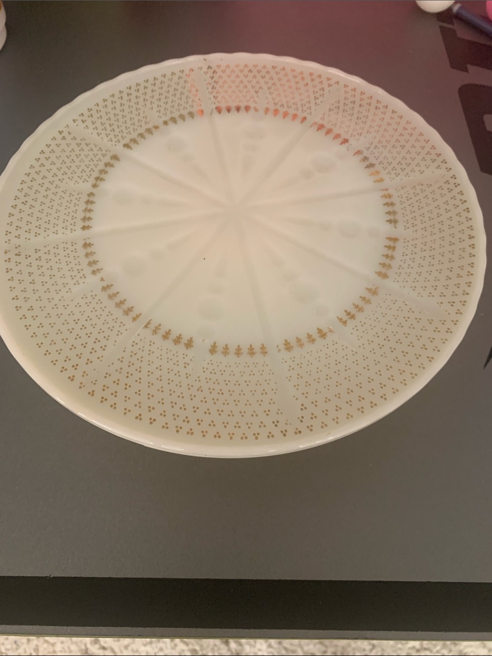 Vintage Anchor Hocking Milk Glass Cake Stand.